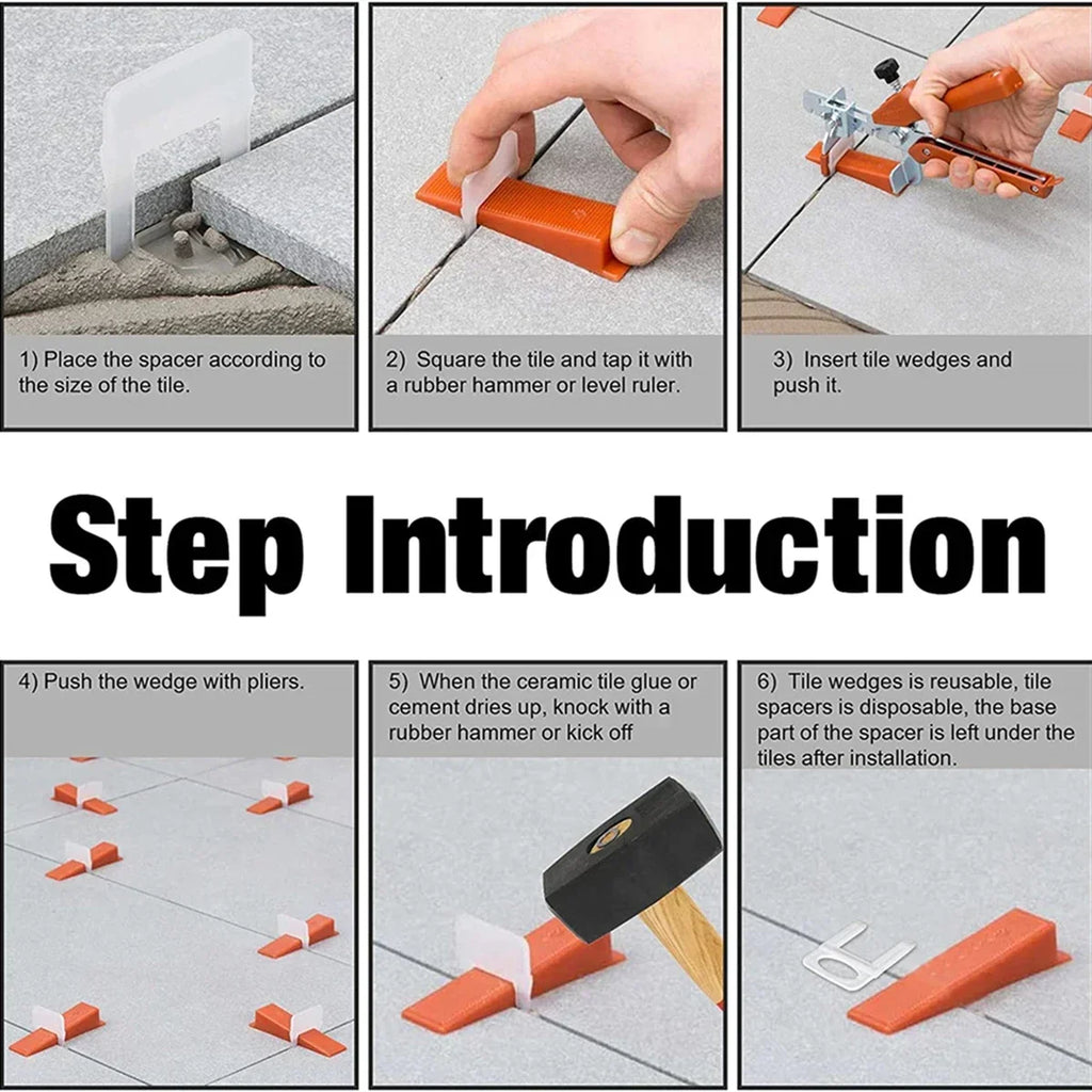 100-1500pcs 0.35-3mm Ceramic Tile Leveling System Clips Spacers Straps Kit for Floor Wall Tile Laying Construction Tools