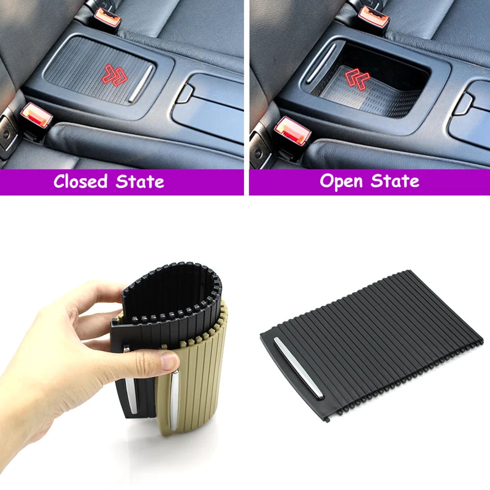 E92 E93 Car Accessories Rear Seat Central Storage Box Rolling Cover Water Cup Holder Cover For BMW 2006-2013 51166963913