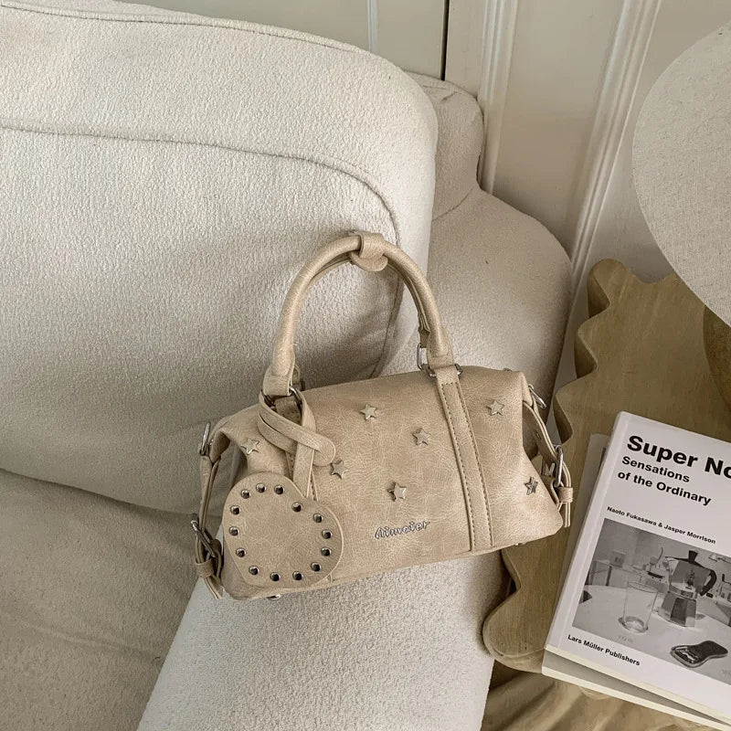 Korean Version New Large Capacity Retro Boston Bag Ins Crossbody Pillow Bag Star Women'S Fashion Handbag