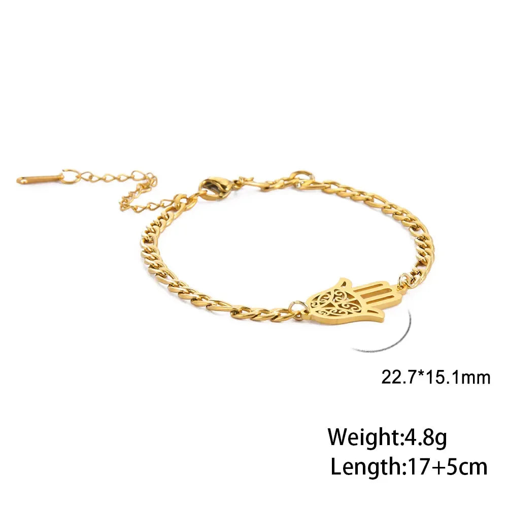Skyrim Amulet Hamsa Hand of Fatima Bracelets on Hand Gold Color Women's Bracelet Stainless Steel Islamic Lucky Jewelry Gift 2026