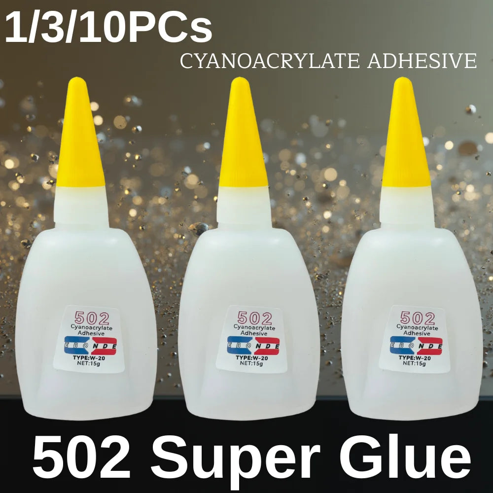 1/3/10PCs 502 Super Glue Instant Quick-Drying Cyanoacrylate Adhesive for Leather Rubber Wood Metal Strong Bond Liquid Glue