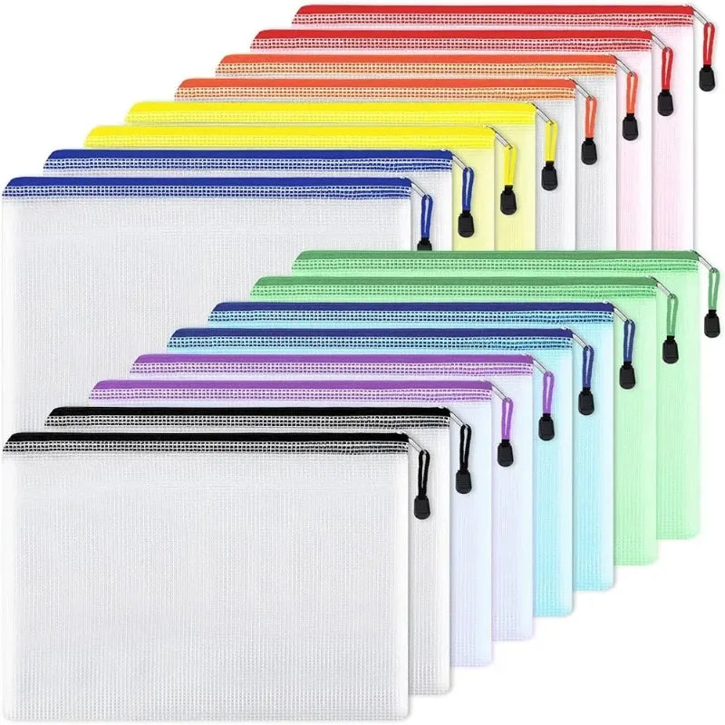 1/3pcs PVC transparent waterproof mesh zipper file bag Mesh zipper archive bag Storage office supplies Household storage bag