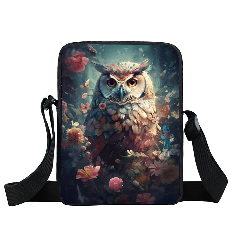 Kawaii Animals Panda Raccoon Fox Owl Print Crossbody Bag Women Men Shoulder Bags Teenager Handbag For Travel Messenger Bags Gift