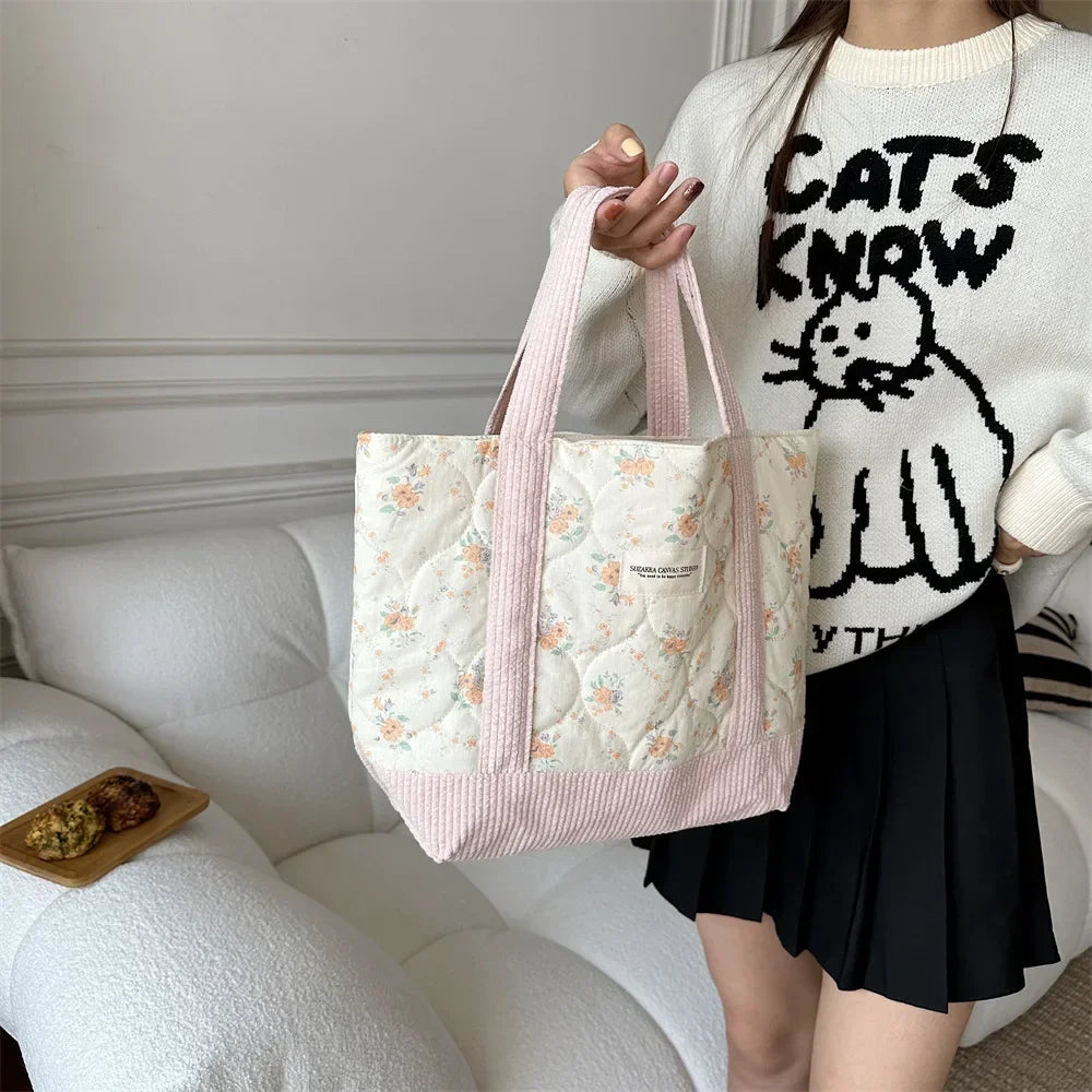 Sweet Floral Women's Bento Handbags Retro Patchwork Ladies Tote Shoulder Bags Retro Flower Female Storage Shopper Bag Purse