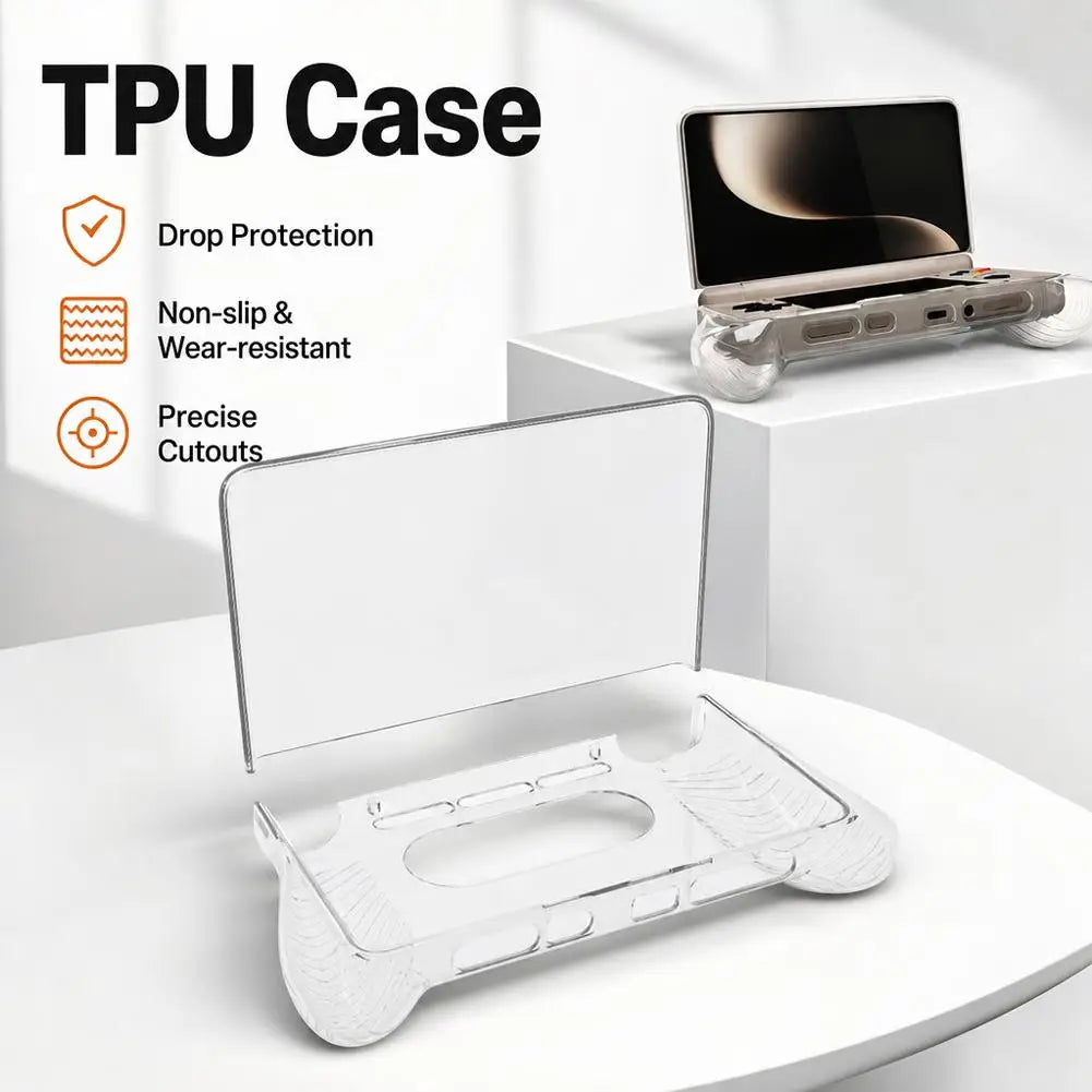 For AYN Thor Clear Flip Protective Case Shockproof Soft TPU Cover Handheld Gaming Console Shell With Ergonomic Grip
