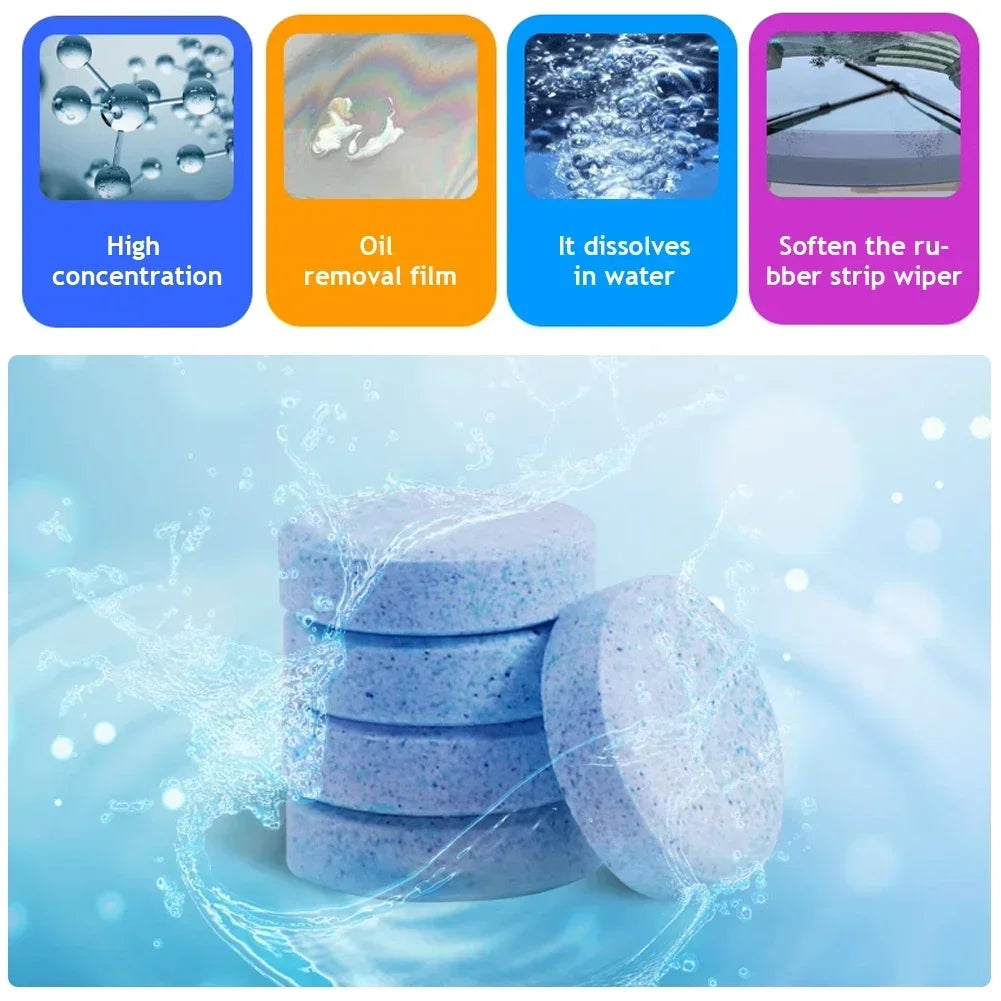 Effervescent Auto Glass Cleaner Tablets for BMW/Audi/Toyota – Windshield Wiper & Toilet Stain Remover, Universal Car Care