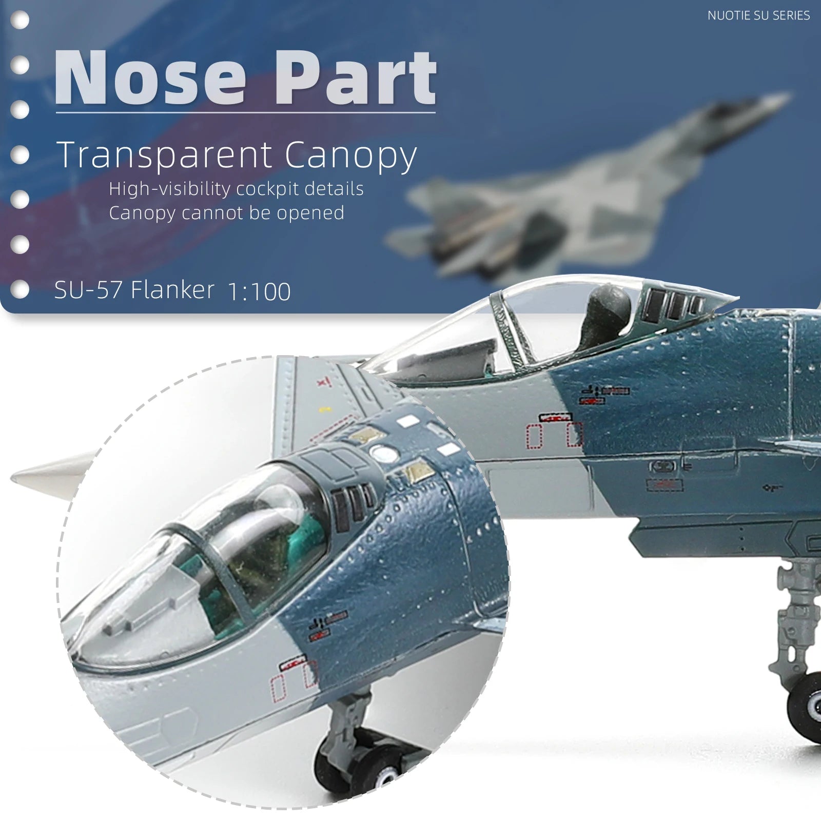 Su-57 Snow Split Version Fighter Model 1:100 Die-Cast Metal Military Aircraft Collection Gift