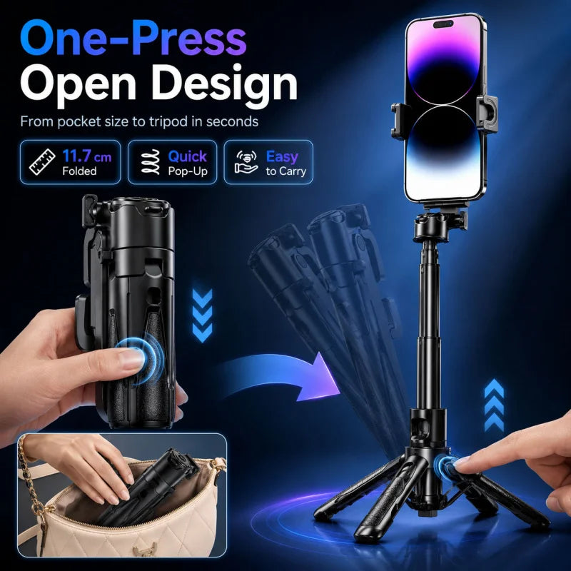 P15 Mini Bluetooth Selfie Stick Tripod Universal Phone Holder Portable Extendable Travel Handheld Stand for Live Vlog