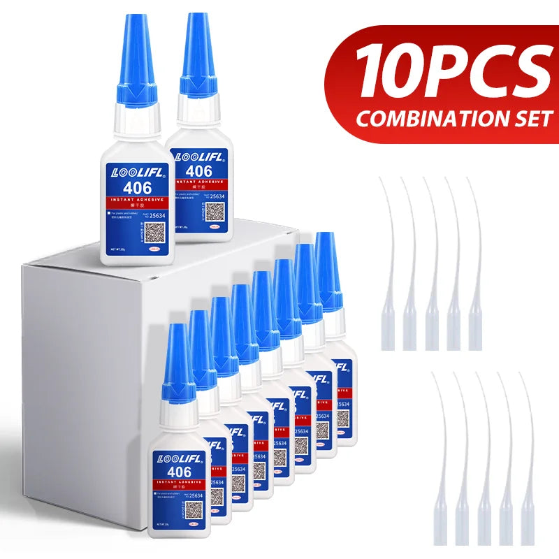 1-3pcs 406 Super Glue 20g Instant Quick-drying Cyanoacrylate Adhesive Leather Rubber Wood Metal Strong Bond Liquid Glue DIY Tool