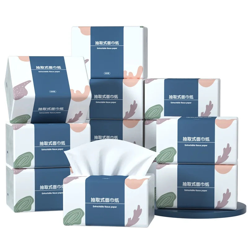 400Tissue Paper Facial Tissue Original Wood Pulp Extractable Hand Wiping Paper Napkin Paper for Car and Home Use Economical Pack