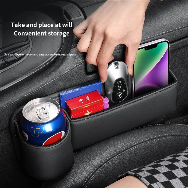 Car Seat Gap Storage Box Multifunction Car Interior Crevice Organizer Auto Seat Central Control Storage Bag With Cup Holder