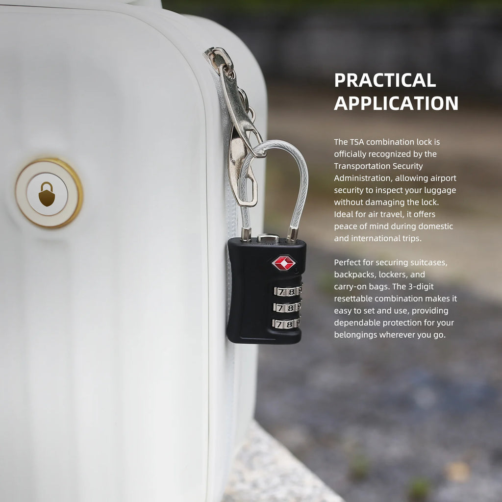 Portable TSA Customs Lock Gym Luggage Customs Lock Password Padlock Password Lock Anti-theft Code Padlock with Steel Cable