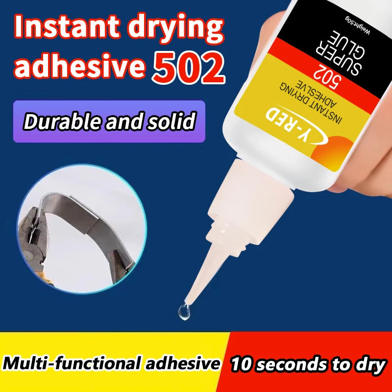 502 Super Strong Quick-Drying Adhesive, Strong Bond Liquid Glue 30-50g for Leather, Rubber, Wood, Metal, Plastic & Toys