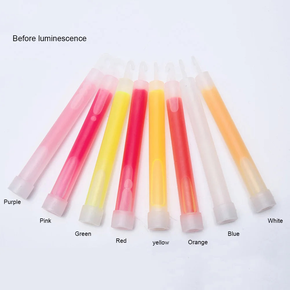 10pcs Camping Glow Sticks Waterproof 6 Inch Concert Party Light Stick with Hook  Hiking Camping Equipment