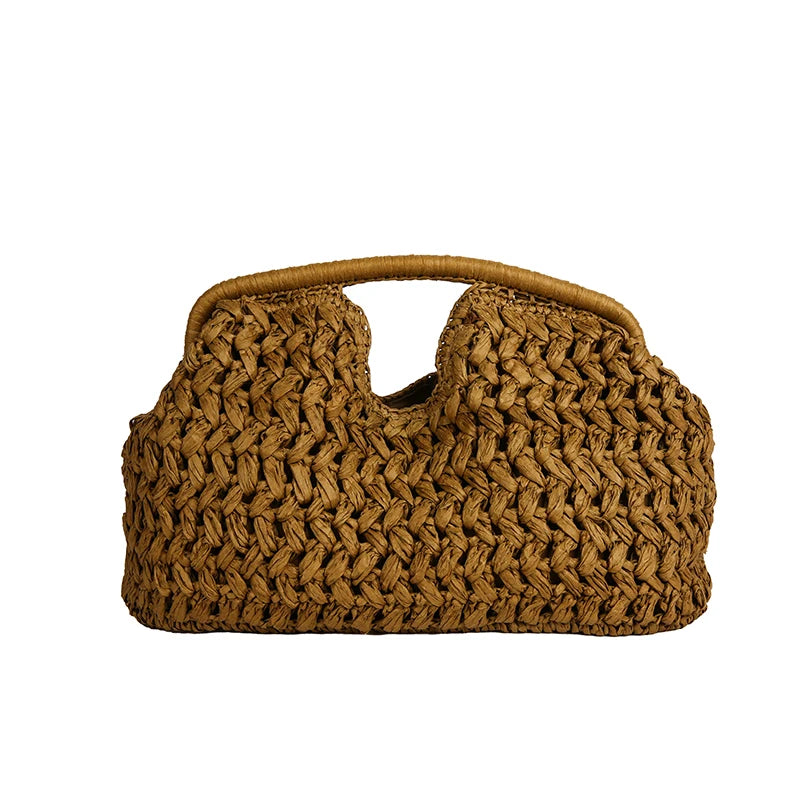 New Summer Beach Bag for Women Clutch Bag Luxury Designer Straw Bags Tote Handbag Fashion Woven Rattan Bags Female Travel Purse