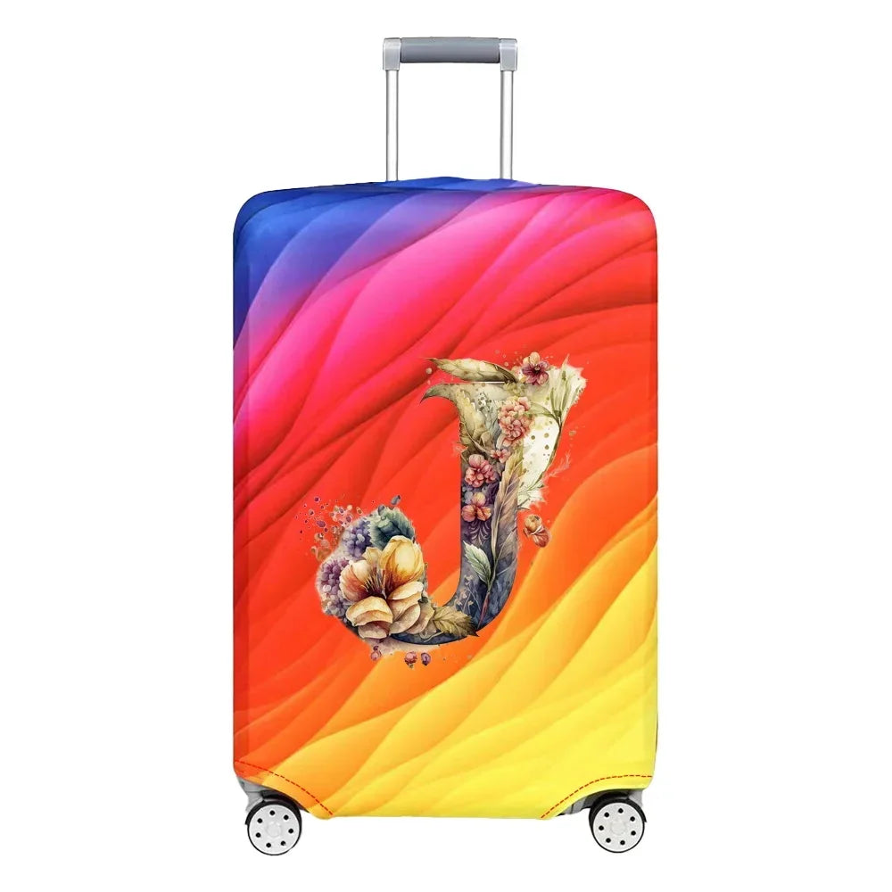 Luggage Cover Stretch Fabric Suitcase Protector Baggage Case for18-32 Inch Suitcase Case Floral Letter Series Travel Organizer