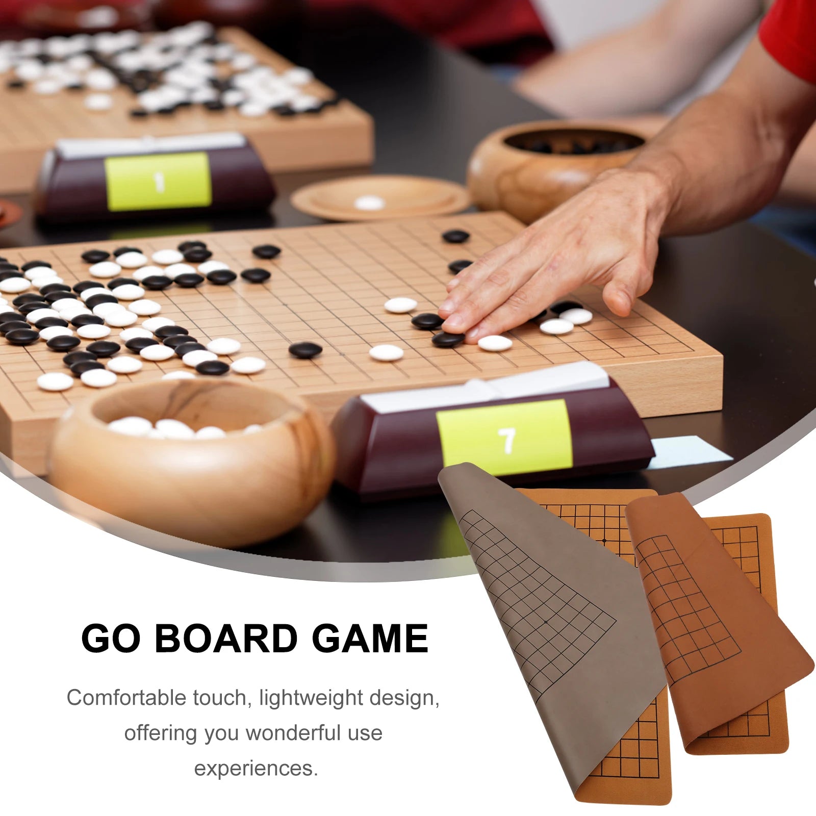 Foldable Go Game Chessboard Weiqi Checkerboard Board Game for 1.8/2.2cm Pieces One Side 19 Line