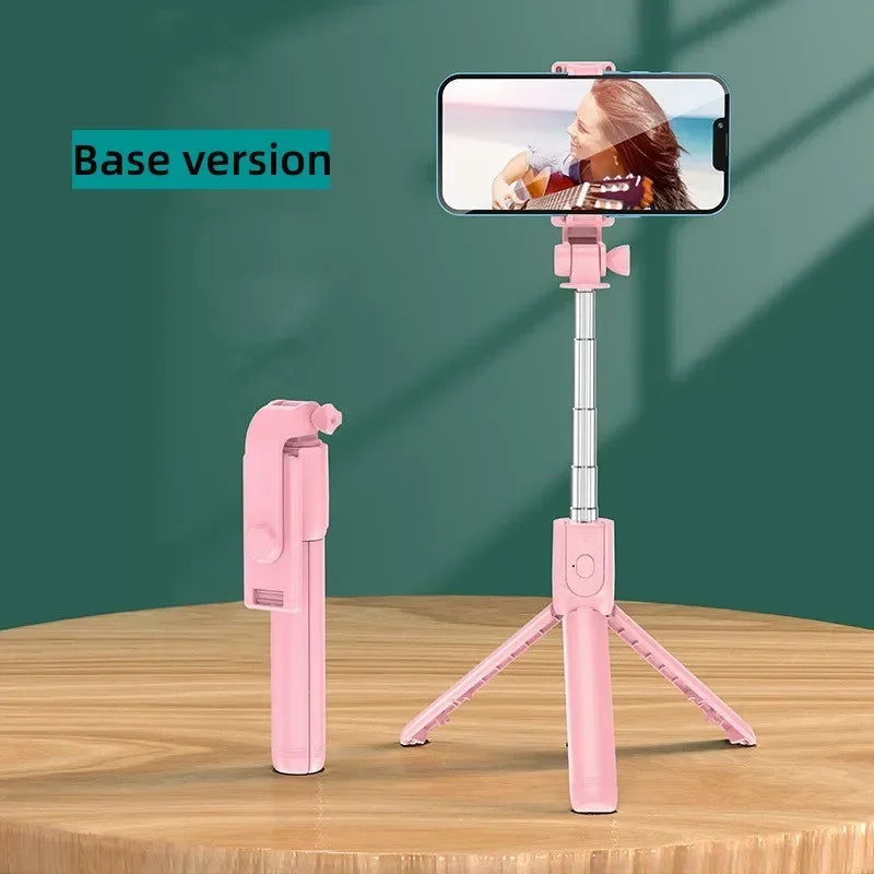 Selfie Stick Tripod Stand with Wireless Bluetooth Remote Extendable Stainless Steel Rod for Mobile Phones Live Streaming Selfie