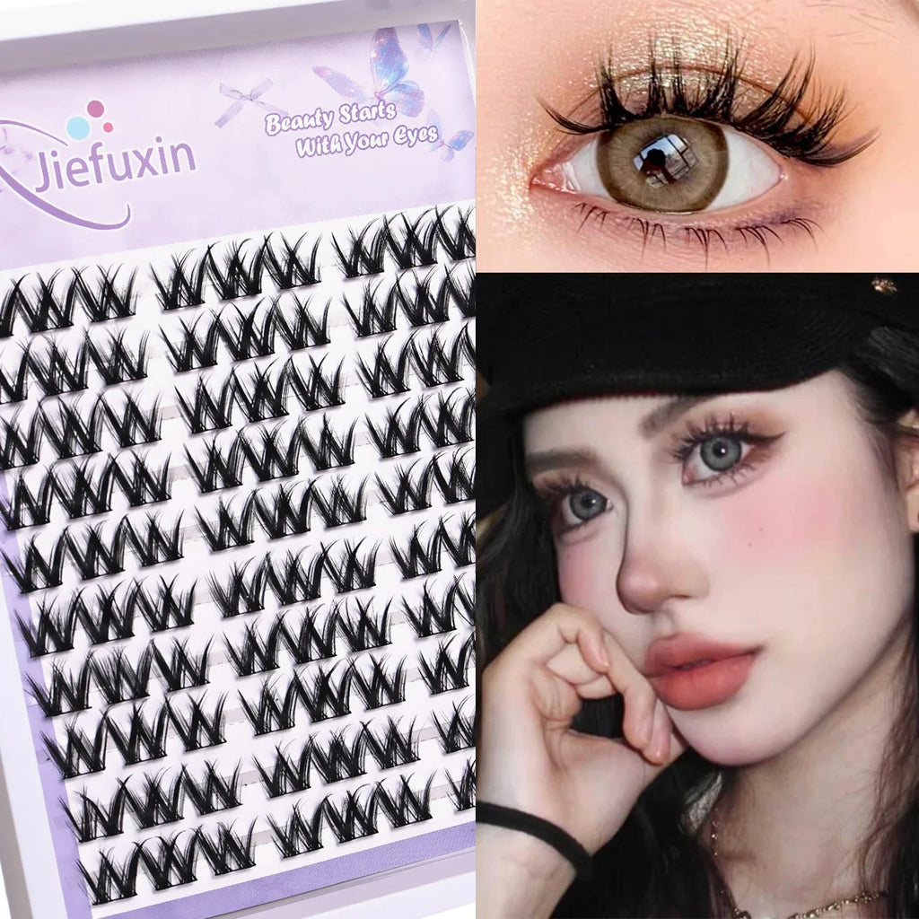 Natural Curling W-Shaped Sunflower Strip Lashes Reusable Fluffy Thick Manga Individual Style False Eyelashes