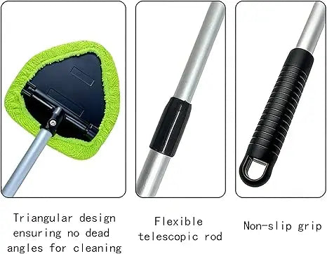 3-Pack Reusable Microfiber Cleaning Sleeves, Replacement Covers for Car Window Squeegee with Long Handle