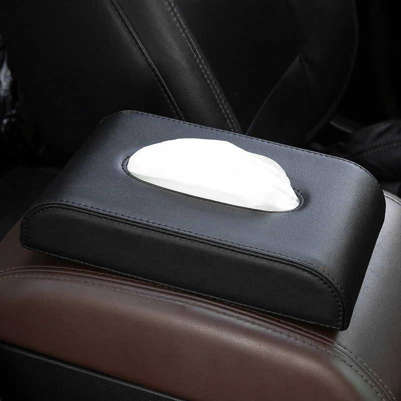 YJANG New Soft Leather Car Sunshade Plate Tissue Box Universal Auto Interior Paper Towel Storage Bag Sun Visor Tissue Boxes