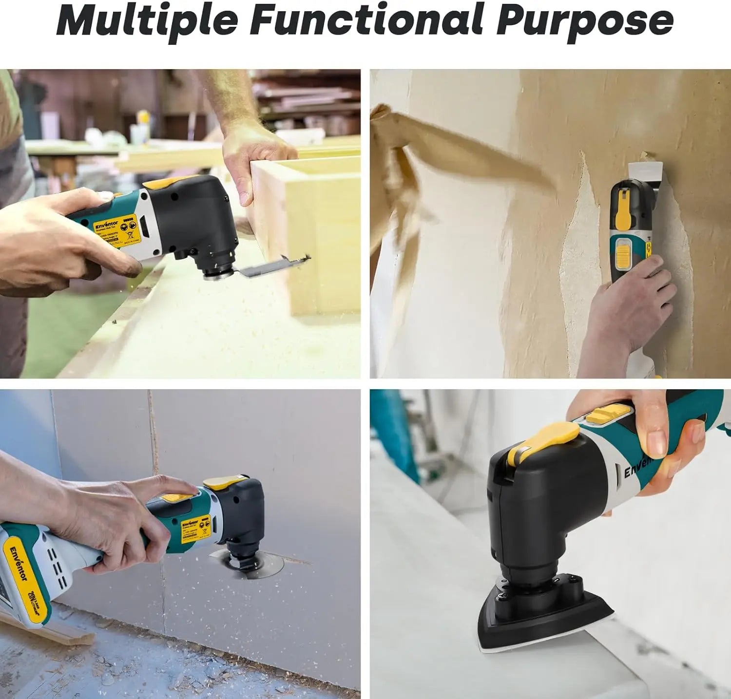 Enventor 20V Cordless Oscillating Multi Tool, Brushless Oscillating Saw with 28PCS Accessories, Fast Charger, 6 Variable Speeds, 4° Oscillation Angle for Scraping, Sanding