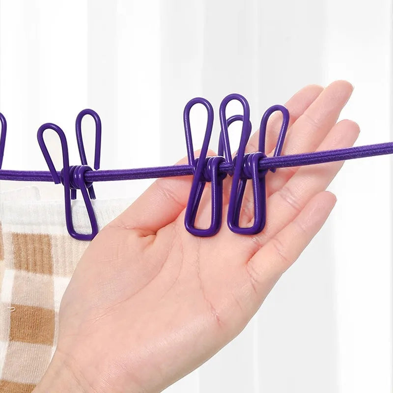 1.8M Portable Retractable Clothesline with Clips Outdoor Indoor Laundry Drying Rack Foldable for Travel Camping Home