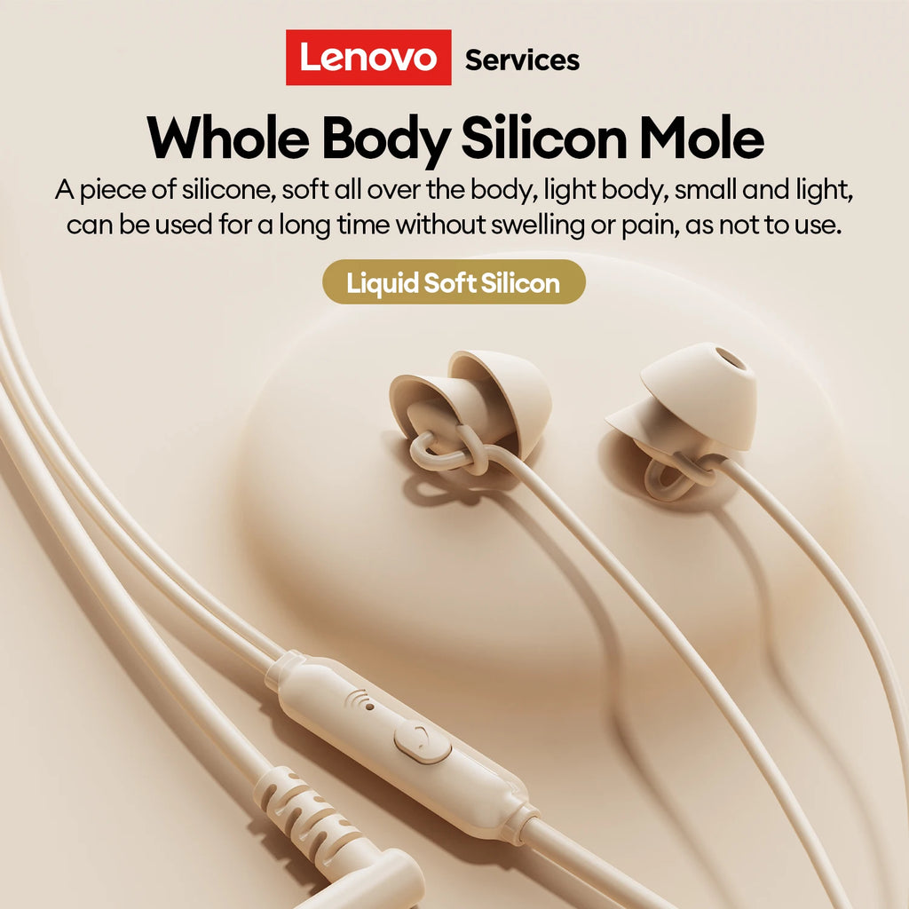 Lenovo Y107 Wired Headphones In-Ear Sleep Earphones 3.5mm/Type-C For Mobile Phones  Computers And More Gaming Earbuds With Mic