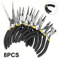 8PCs Carbon Steel Jewelry Pliers Set - Round/Needle Nose for Precise DIY Craft & Repair
