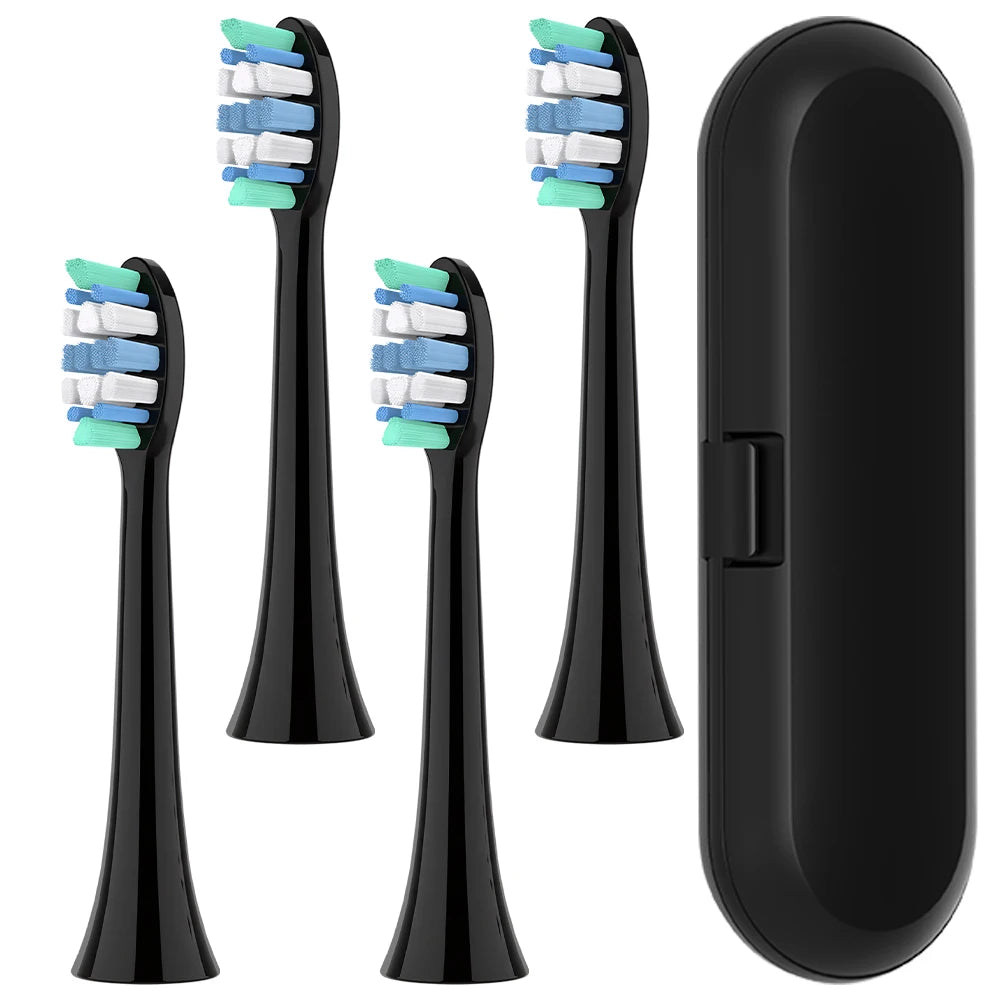 Toothbrush Travel Case and 4x Replacement Brush Heads Compatible with Philips Sonicare Electric Toothbrush, for 4100/6500/7500