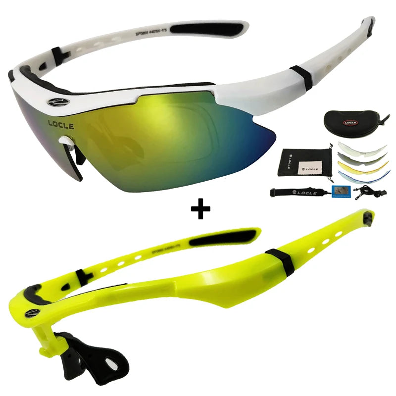 LOCLE Hiking Glasses UV400 Polarized Sunglasses Men Tactical Shooting Goggles Fishing Climbing Sport Glasses Cycling Goggles