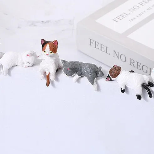 4-10 Pcs Cute Kitten Decoration Creative Sleeping Cat Doll Home Ornaments Toys Cat Car Micro Landscape Decoration Adorable Gifts