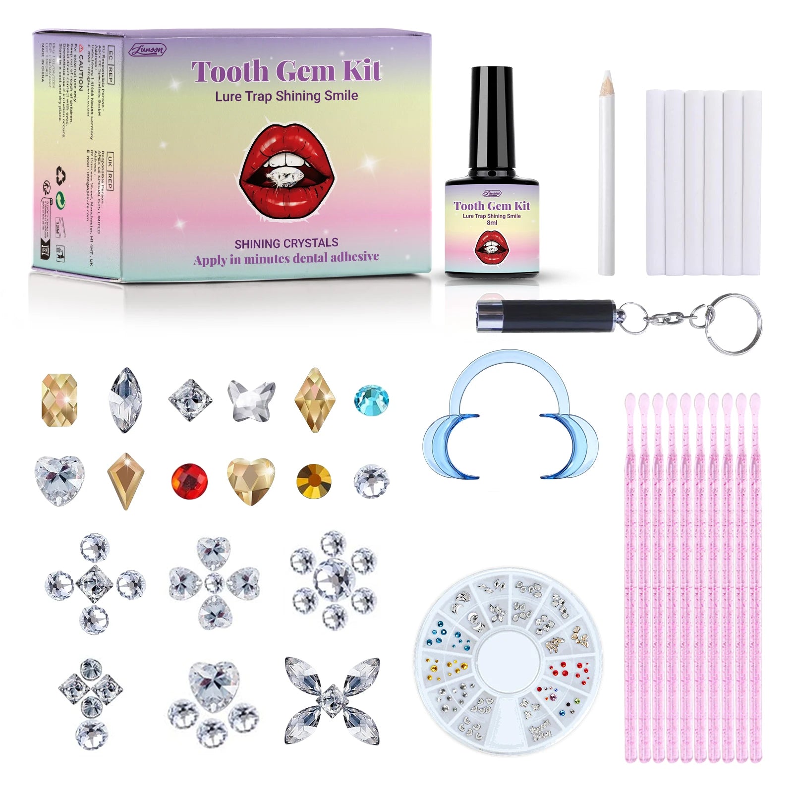 Sparkle Instantly! Professional Tooth Gem Kit - Safe & Easy DIY Dental Adhesive Glitter Gems for Home Use, Complete Beauty Smile