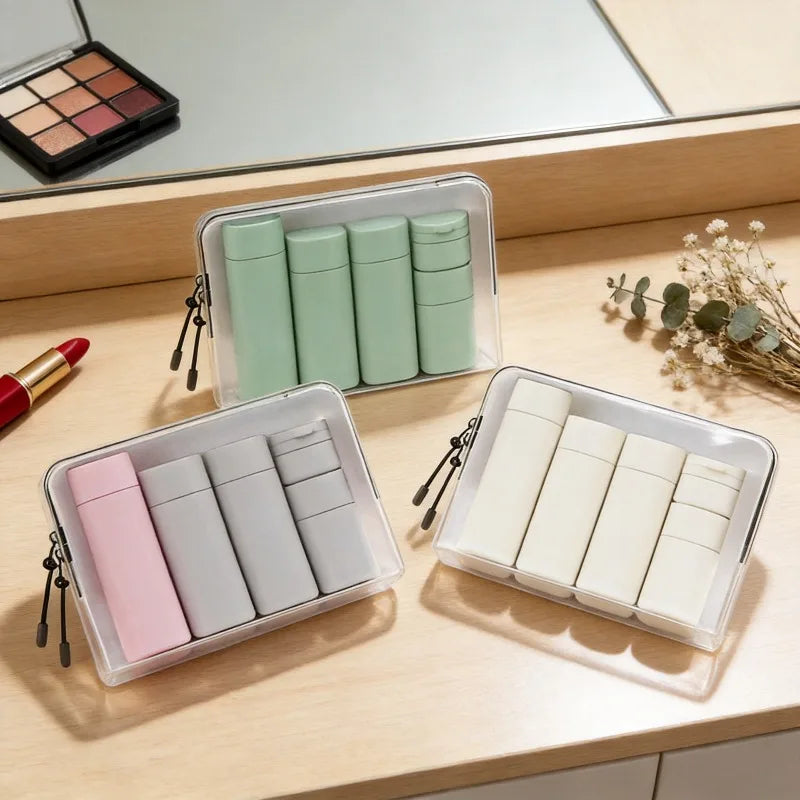 5pcs Multiple Colors Portable Soft Touch Cream Travel Dispenser Bottles Set for Lotion Cleanser Shampoo Refillable Bottles