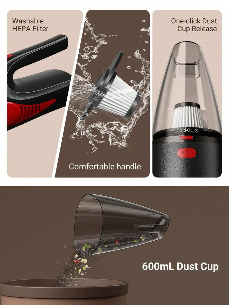 Portable Car Vacuum Cleaner,Car Handheld Vacuum,Wet & Dry,5 Nozzles,Multiple Filtration,Long-Lasting Suction For Car Clean