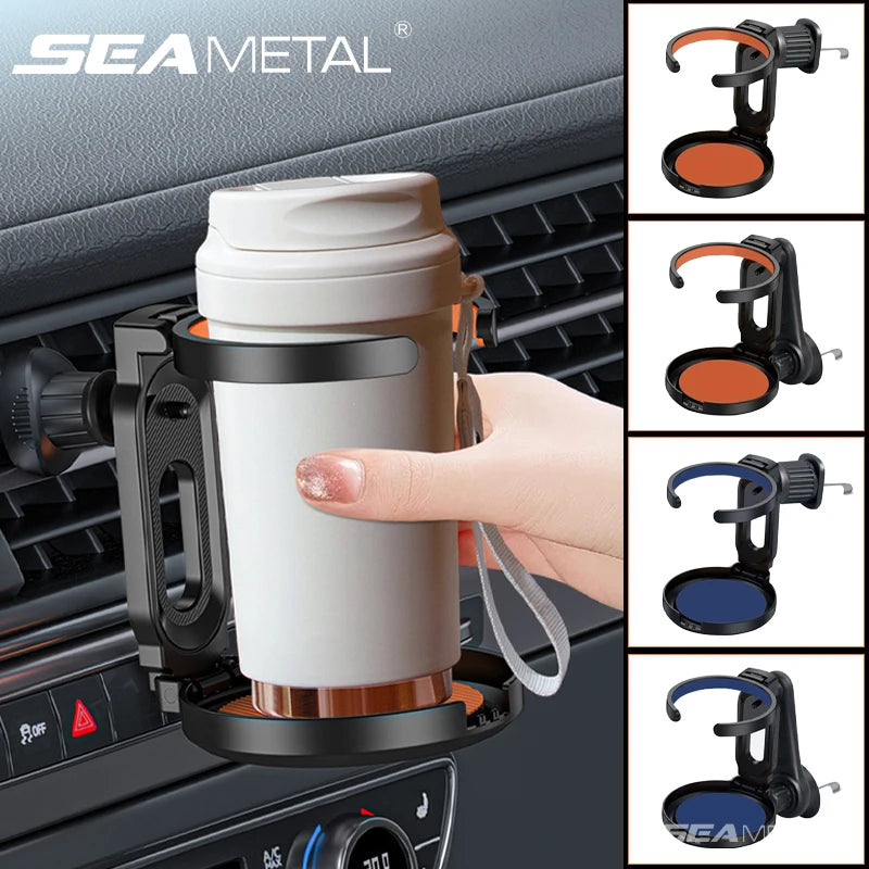 SEAMETAL Car Air Outlet Vent Cup Holder Universal Air Vent Storage Bottle ABS Water Cup Bracket Foldable For Milk Coffee Holder