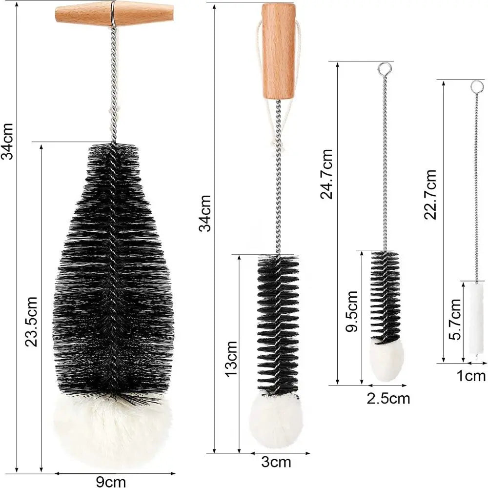 Soda Stream Bottle Brush With Beechwood Handle Glassware Jars Cleaner Kitchen Cleaning Tool Drink Bottle Cup Cleaning Brush