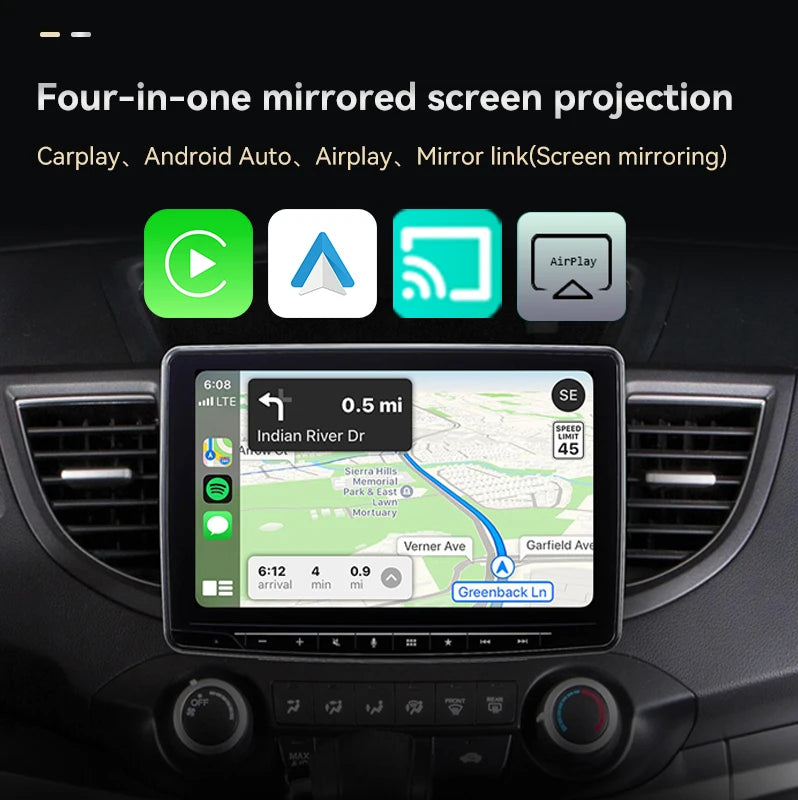 2026 Upgraded 4-in-1 Wireless Carplay/Android Auto/Airplay/Mirror Link Adapter, USB/USB-C Interface, Zero Latency, Automatic Reconnection, Mini Orange Version, Mobile Screen Projection, Supports Multiple App Projection, Durab
