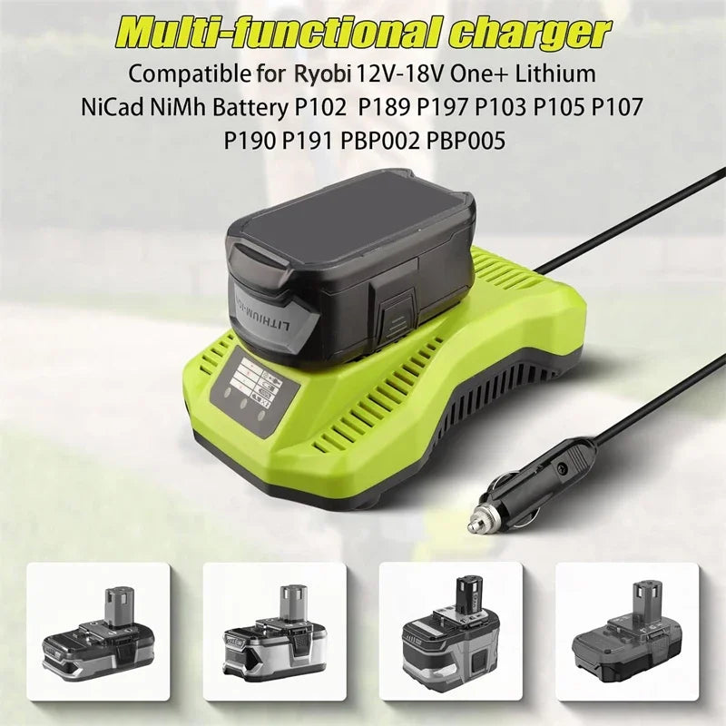 For Ryobi 12V 14.4V 18V Battery Charger Vehicle/Car Charger Cigarette Lighter Plug Portable Lithium or NiCad Battery Charger