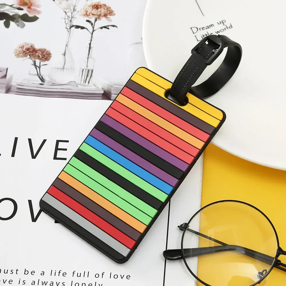 1PCS Geometric Soft Silicone Luggage Tags Suitcase ID Addres Name Holder Baggage Tag Label Travel Accessories Luggage Tags