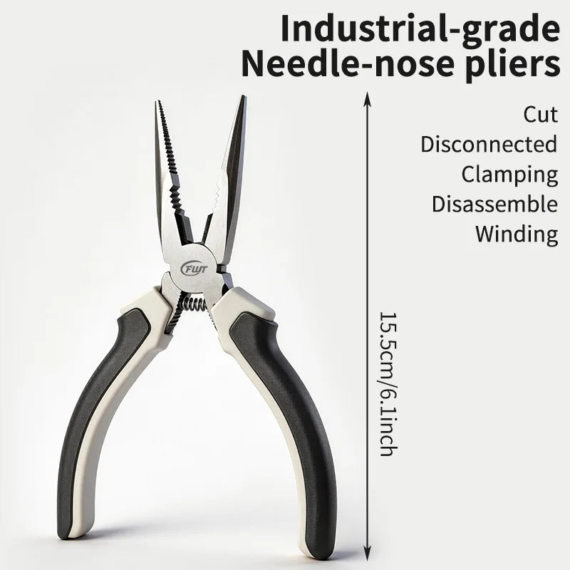 6 Inch Ergonomic Long Nose Pliers Rustproof CR-V Steel Multi-Tool With Sharp Cutting Edge For Nut Gripping Repair Operations