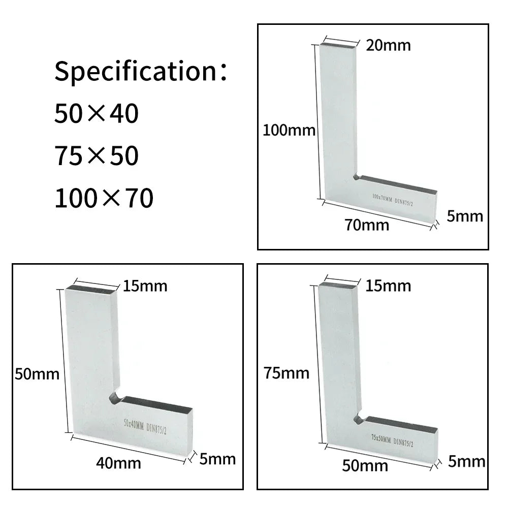 SHANHR 90 Degree Flat Edge Square Carpenter Square Angle Square L-shaped Carpenter's Ruler Marking Gauge Carpenter Tool