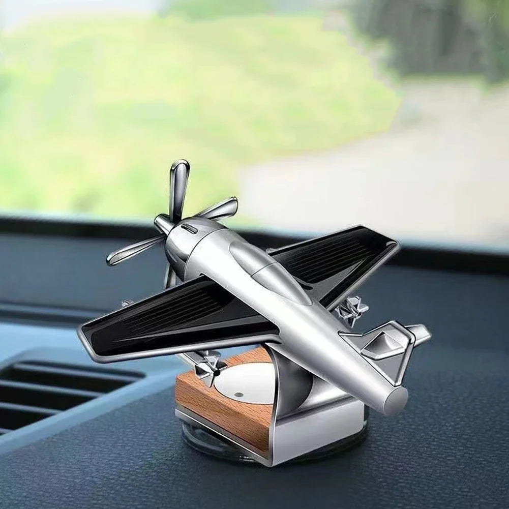 Solar Plane Car Perfume Rotating Mini Aircraft Decoration Car Air Freshener Car Decorative Accessories Car Odor Eliminator