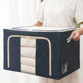 66L Portable Zipper Clothes Storage Organizer Box, Foldable Waterproof Oxford Storage Bin With Transparent Window