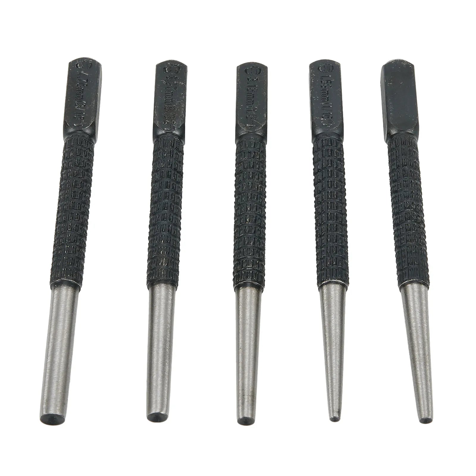 5pcs Nail Punch Set Hammerless Hammer Punch Spring Tool Hammerless Nail Center Holes Punch Woodwork Drill Bit Door Pin Removal