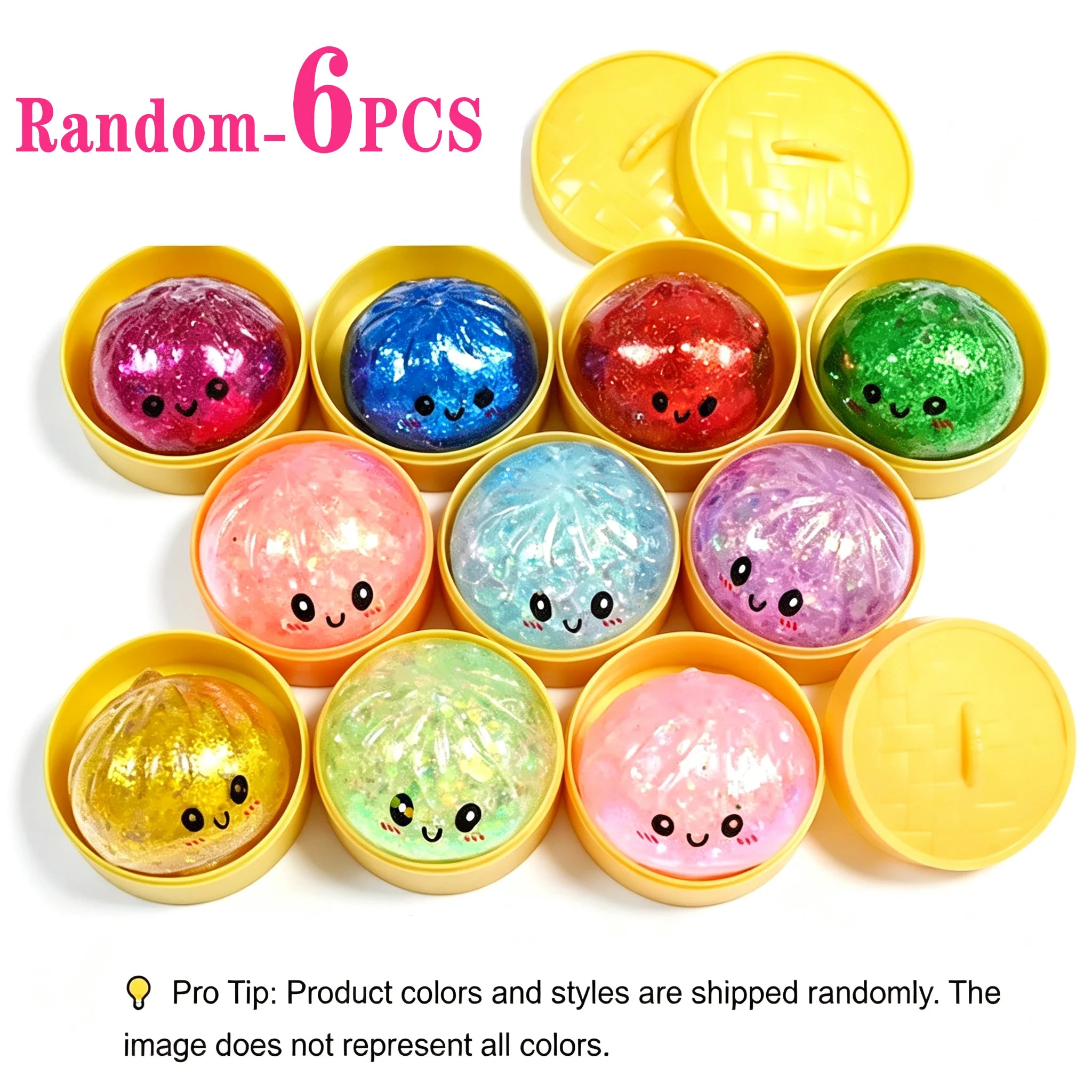 2026 Glitter Glow Dumpling Squishy Stress Balls Colorful Fidget Sensory Toy Stress Relief Stretchy Desk Toy for Kids Adults