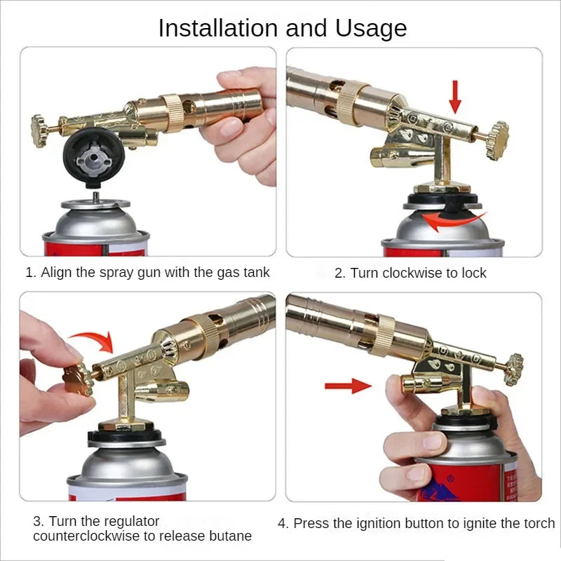 Portable Welding Gas Torch Flame Nozzle Butane Burner Outdoor Camp BBQ Lighter Flamethrower Kitchen Supplies Welding Equipment
