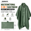 Sonuto Multifunctional Waterproof Camping Mat Rain Poncho Hooded Tarp Tent Ground Footprint Pack Cover Hiking Outdoor Shelter