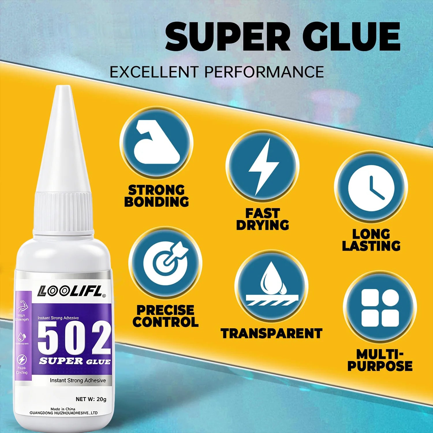 1/2/3/5/7pcs LOOLIFL 502 Super Glue Quick Dry Instant Strong Bond Adhesive For Home Office Industrial Repair Materials Tool 20G