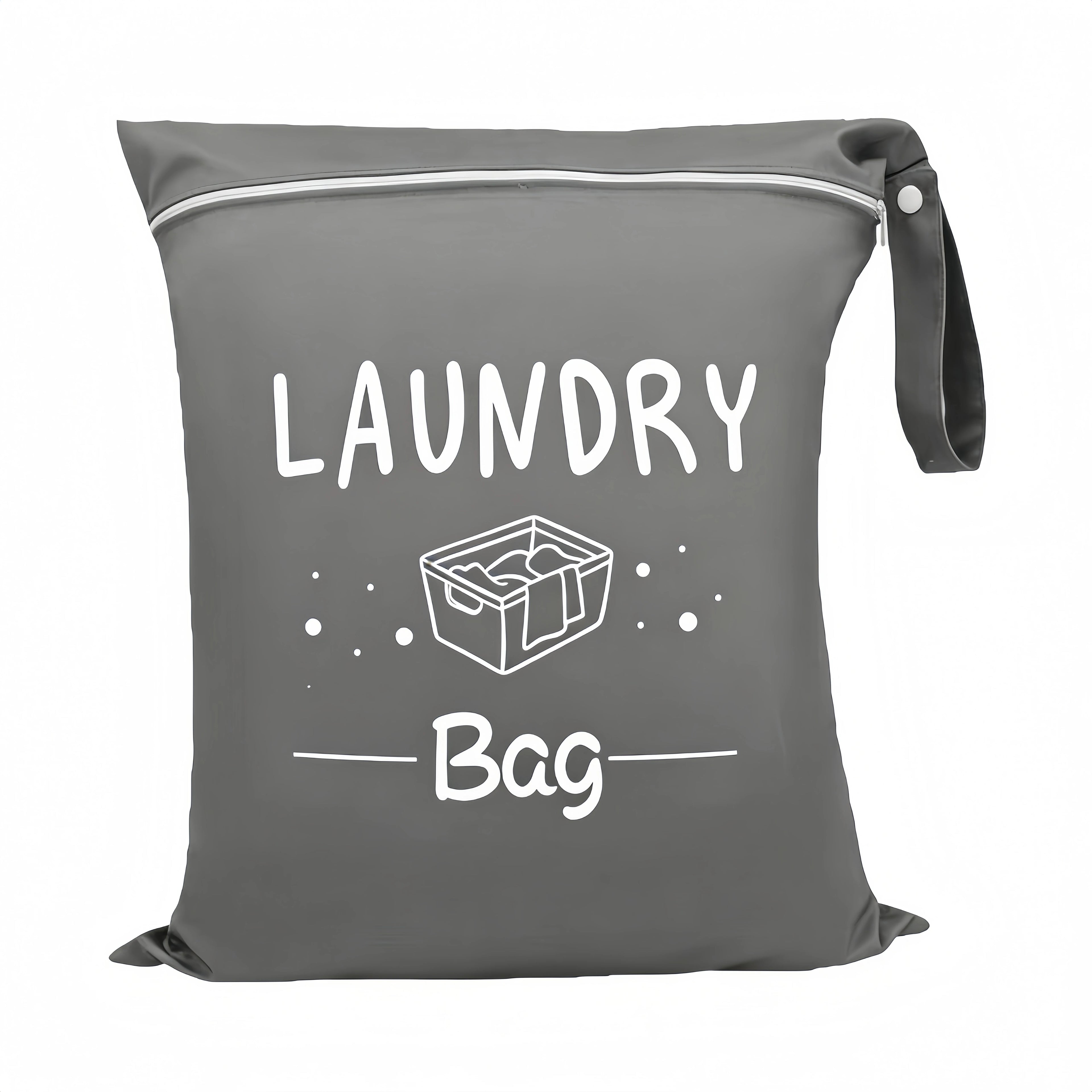 Large capacity 38*48cm travel laundry bag, with double handles for portability and stain resistance, adjustable handle zipper, w
